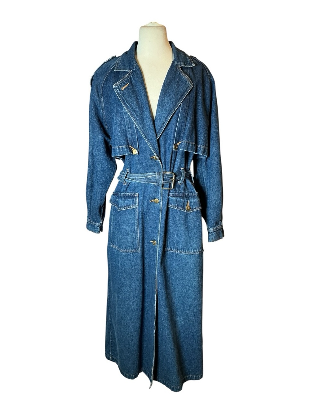 Vintage 1980s Together! Denim Trench Coat Medium